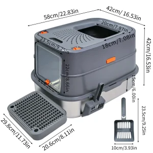 Stainless Steel Cat Litter Box with Lid